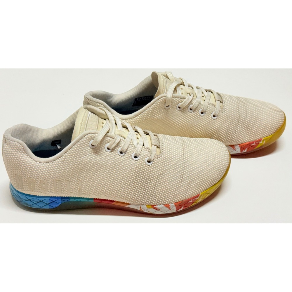 NOBULL Sunrise Trainer Sand Beige Rainbow Sole Mens 10.5 Womens 12 Training Shoe